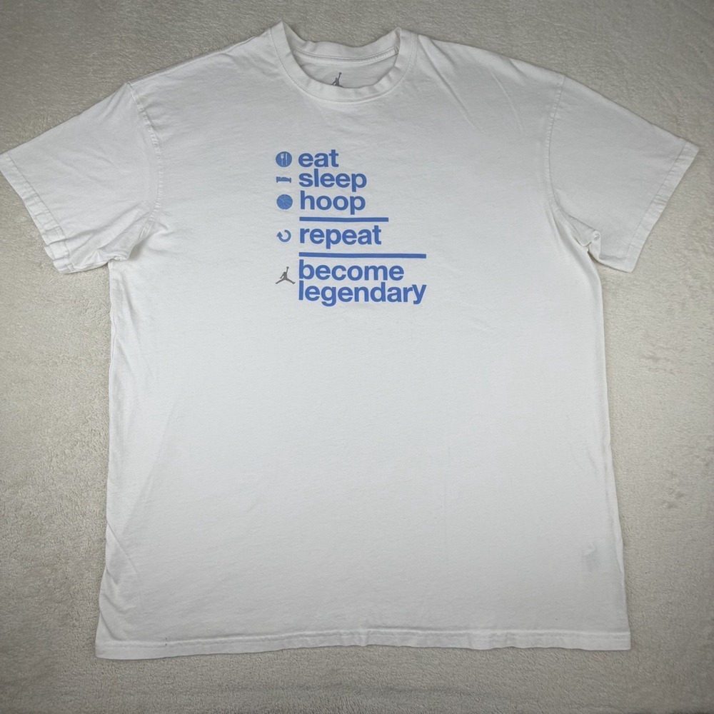 Nike Air Jordan Mens 2XL "Eat Sleep Hoop Repeat Become Legendary" T-Shirt White